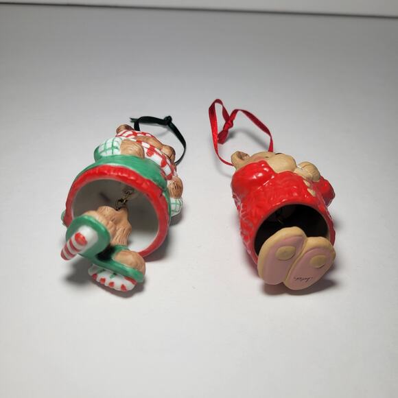 2 Hallmark Sugar Bear Bell Ornaments Vintage Christmas - Picture 3 of 6